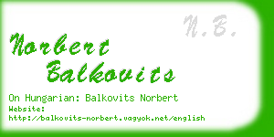 norbert balkovits business card